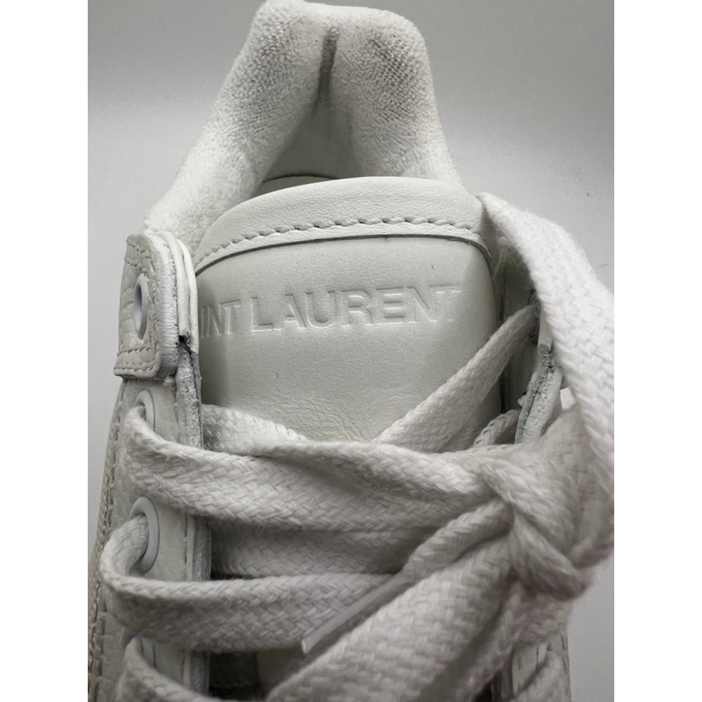 NWB SAINT LAURENT White Gym Leather Sneakers 39/9 - Picture 7 of 9